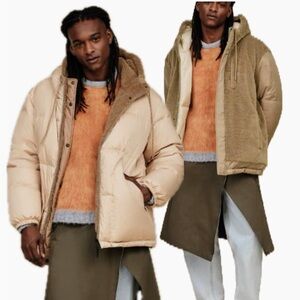 NWT UGG Men's Shasta 700-Fill Down Puffer‎ Jacket Reversible Hooded Shearling